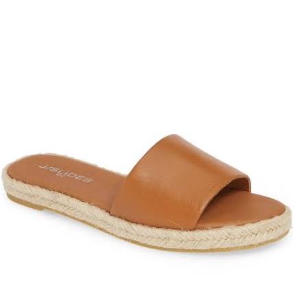 NIB J Slides NYC Ronnie Leather Flats Slides Sandals 7M